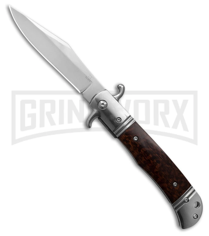Italia 9" CZ Snakewood Bolster Release Automatic Knife - Satin Plain 1 Italia 9" CZ Snakewood Bolster Release Automatic Knife - Satin Plain