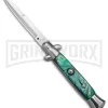 9" Anomaly Stiletto Green Pearlex Automatic Knife - Satin Bayonet