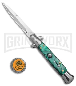 9" Anomaly Stiletto Green Pearlex Automatic Knife - Satin Bayonet -Knives Sale Online Shop 9in anomaly stiletto green pearlex automatic knife satin bayonet gx 6095 td size large