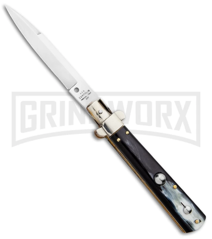 AGA Campolin 10" Brazilian Horn Frosolone Stiletto Automatic Knife - Bayonet 1 AGA Campolin 10" Brazilian Horn Frosolone Stiletto Automatic Knife - Bayonet