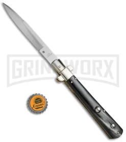 AGA Campolin 11" Stiletto Brazilian Horn Ltd. Edition Automatic Knife - Bayonet -Knives Sale Online Shop AGA Campolin 11in Frosolone Pick Lock Stiletto Brazilian Horn BHQ 23370 jr bottlecap large