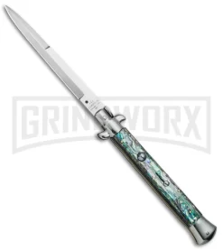 AGA Campolin 11" 2017 Italian Picklock Abalone Automatic Knife - Bayonet