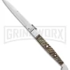 A.G.A. Campolin 16" Ram Horn Sicilian Ring Pull Automatic Knife - Bayonet