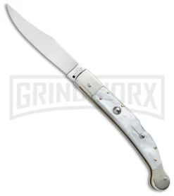 AGA Campolin Sahara Pearlex Italian Stiletto Automatic Knife - Mirror Plain