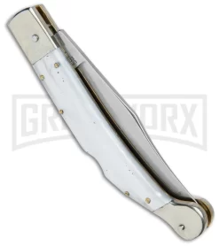 AGA Campolin Sahara Pearlex Italian Stiletto Automatic Knife - Mirror Plain -Knives Sale Online Shop AGA Campolin 9in Sahara Italian Stiletto LB Pearlex Mirror BHQ 74049 jr side large