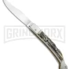 AGA Campolin Sahara Stag Italian Stiletto Automatic Knife - Mirror Plain