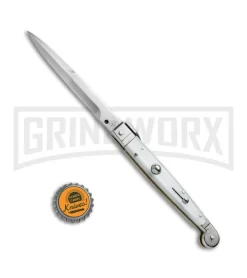 A.G.A. Campolin 9" Sicilian White Pearlex Picklock Automatic Knife - Bayonet -Knives Sale Online Shop AGA Campolin 9in Sicilian White Pearlex Picklock Bayo BP 19446 jr bottlecap large