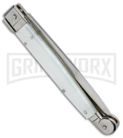 A.G.A. Campolin 9" Sicilian White Pearlex Picklock Automatic Knife - Bayonet -Knives Sale Online Shop AGA Campolin 9in Sicilian White Pearlex Picklock Bayo BP 19446 jr side large