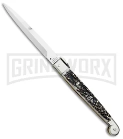 A.G.A. Campolin 12" Brazilian Stag Sicilian Picklock Automatic Knife - Bayonet
