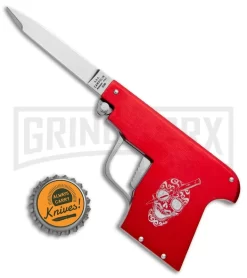 AGA Campolin Red Automatic Gun Knife - Satin Plain -Knives Sale Online Shop AGA Campolin Gun Knife Auto Red Satin CEM PIS RED GX 33940 jr bottlecap large