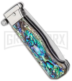 AGA Campolin Piccolo Abalone Italian Automatic Knife - Satin Plain -Knives Sale Online Shop AGA Campolin Piccolo Italian Stiletto Auto Abalone Satin BHQ 92868 jr side large
