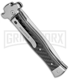AGA Campolin Zero Carbon Fiber Leverlock Automatic Knife - Dagger Satin Plain -Knives Sale Online Shop AGA Campolin Zero Dagger LL Auto CF Satin AGA01CF SD BHQ 79656 jr side large