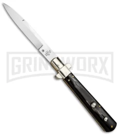 AGA Campolin 11" Frosolone Brazilian Horn Stiletto Automatic Knife - Bayonet