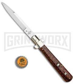 AGA Campolin 11" Frosolone Snake Wood Stiletto Automatic Knife - Bayonet 9 AGA Campolin 11" Frosolone Snake Wood Stiletto Automatic Knife - Bayonet -Knives Sale Online Shop AGA Frosolone Snake Nickel 11in Bayo BP 29298 jr bottlecap large