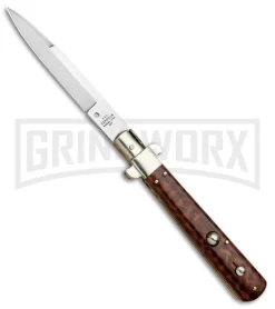 AGA Campolin 11" Frosolone Snake Wood Stiletto Automatic Knife - Bayonet