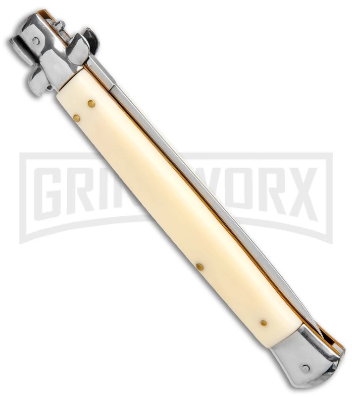 AKC 13" Sim Ivory Acrylic Automatic Italian Dagger Stiletto (Satin Plain) 3 AKC 13" Sim Ivory Acrylic Automatic Italian Dagger Stiletto (Satin Plain) - Image 3