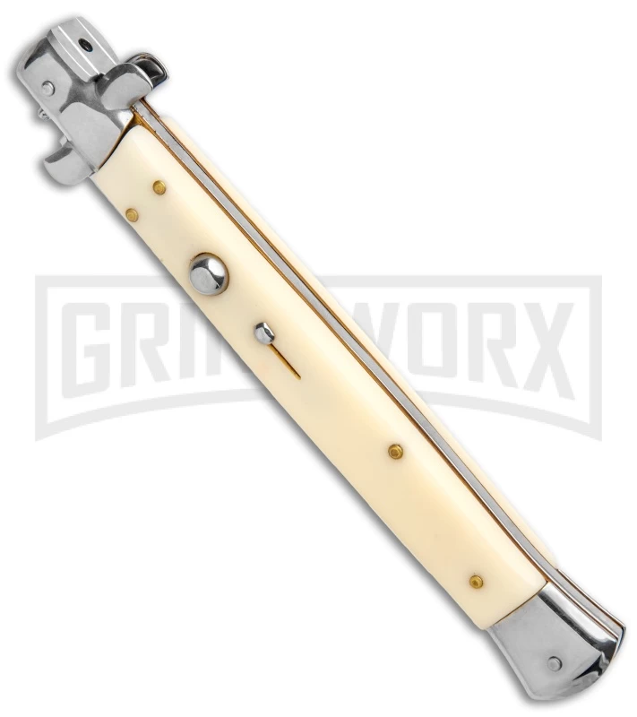 AKC 13" Sim Ivory Acrylic Automatic Italian Dagger Stiletto (Satin Plain) 2 AKC 13" Sim Ivory Acrylic Automatic Italian Dagger Stiletto (Satin Plain) - Image 2