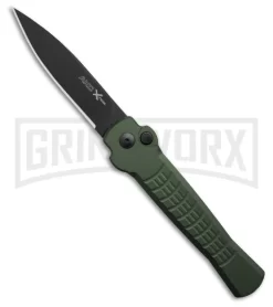 AKC X-treme Ace1 Green Automatic Knife - Black Plain