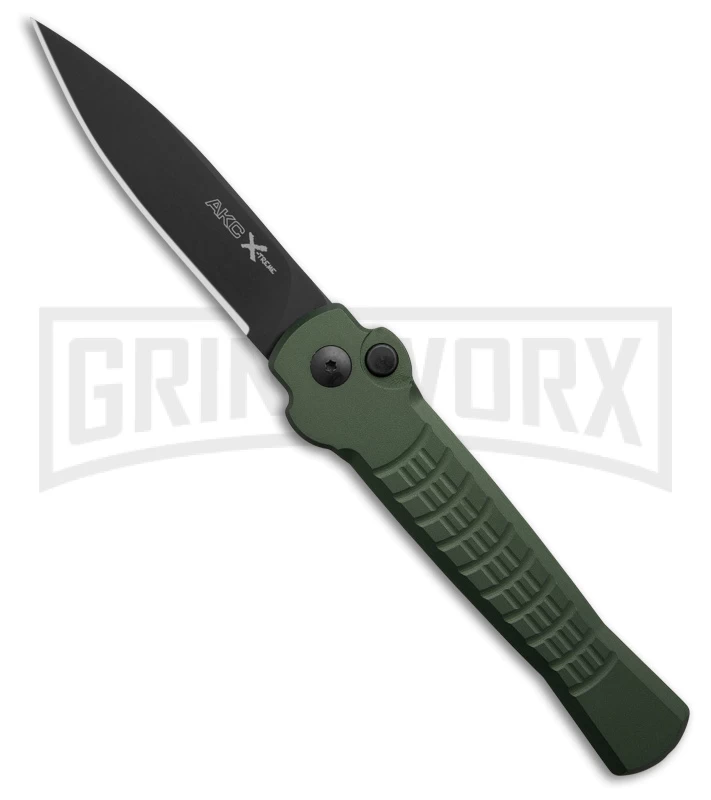 AKC X-treme Ace1 Green Automatic Knife - Black Plain 1 AKC X-treme Ace1 Green Automatic Knife - Black Plain