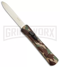 AKC Concord Camo Rubber OTF Automatic Knife - Gold Plain