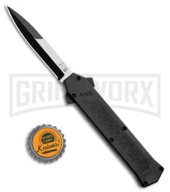 AKC F-16 Black D/A OTF Automatic Knife - Bayo Two Tone -Knives Sale Online Shop AKC F 16 Black DA OTF Auto Bayo TT Plain BHQ 111245 jr bottlecap large