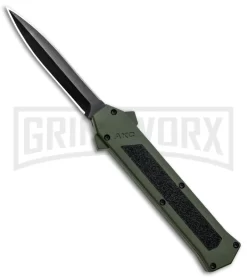AKC F-16 Green D/A OTF Automatic Knife - Dagger Black Plain