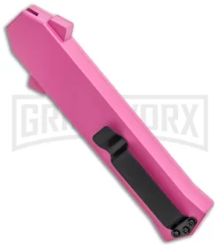 AKC F-16 Pink D/A OTF Automatic Knife - Dagger Satin Plain -Knives Sale Online Shop AKC F 16 Pink DA OTF Auto Dagger Satin GX 37627 jr side large