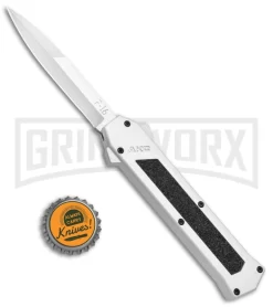 AKC F-16 White D/A OTF Automatic Knife - Bayo Satin Plain -Knives Sale Online Shop AKC F 16 White DA OTF Bayo Satin Plain BP 23853 jr bottlecap large