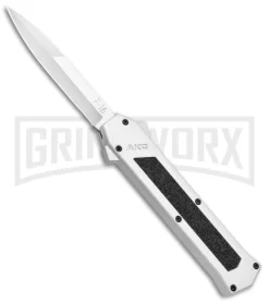 AKC F-16 White D/A OTF Automatic Knife - Bayo Satin Plain