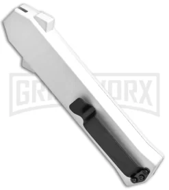 AKC F-16 White D/A OTF Automatic Knife - Bayo Satin Plain -Knives Sale Online Shop AKC F 16 White DA OTF Bayo Satin Plain BP 23853 jr side large