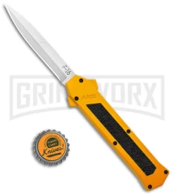 AKC F-16 Yellow D/A OTF Automatic Knife - Bayonet Satin Plain -Knives Sale Online Shop AKC F 16 Yellow DA OTF Auto Bayo Satin GX 37617 jr bottlecap large