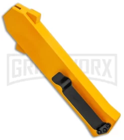 AKC F-16 Yellow D/A OTF Automatic Knife - Bayonet Satin Plain -Knives Sale Online Shop AKC F 16 Yellow DA OTF Auto Bayo Satin GX 37617 jr side large