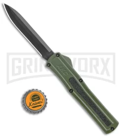 AKC F-20 Green D/A OTF Automatic Knife - Black Plain -Knives Sale Online Shop AKC F 20 DA Dagger OTF Auto OD Green Black BHQ 140846 jr bottlecap large