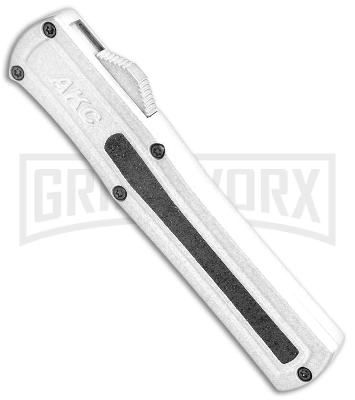 AKC F-20 White D/A OTF Automatic Knife - Dagger Satin Plain 2 AKC F-20 White D/A OTF Automatic Knife - Dagger Satin Plain - Image 2