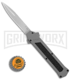 AKC F-16 Gray D/A OTF Automatic Knife - Bayo Satin Plain -Knives Sale Online Shop AKC F16 DA Bayo Satin Plain BP 25691 er bottlecap large