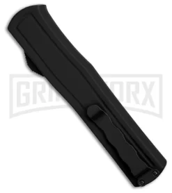 AKC F-20 D/A Dagger Black Aluminum OTF Automatic Knife - Two Tone Plain -Knives Sale Online Shop AKC F20 DA Dagger OTF AK Black Alum 3in Two Tone BHQ 178763 td side large