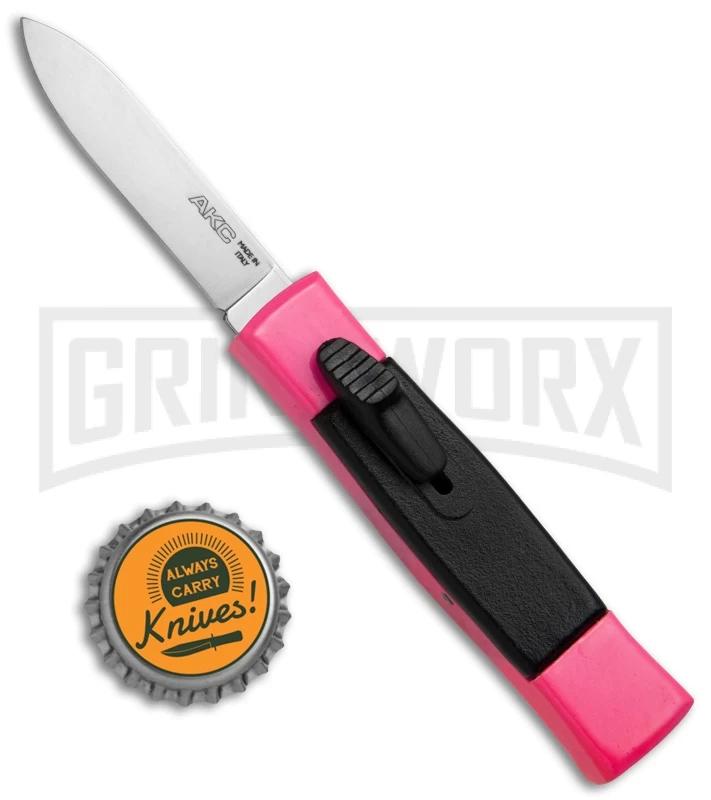 AKC Minion Concord Hot Pink OTF Automatic Knife - Flat Satin Plain 4 AKC Minion Concord Hot Pink OTF Automatic Knife - Flat Satin Plain - Image 4