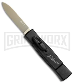 AKC Minion Concord Black OTF Automatic Knife - Flat Gold Plain