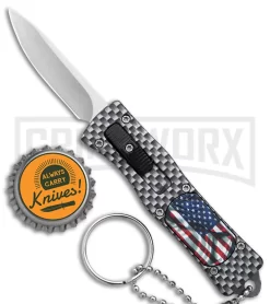 American Flag Mini Dog Tag Gray Carbon Fiber D/A OTF Auto Knife -Satin Plain -Knives Sale Online Shop American Flag Mini Dog Tag CF DA Auto Satin BHQ 175038 jr bottlecap large