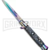 Anomaly 9" Black Speckle Stiletto Style Automatic Knife - Spectrum Plain