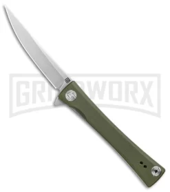 Artisan Cutlery S Waistline Green G-10 Folding Knife - Stonewash Plain