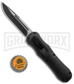 Atomic D/A Black G-10 OTF Automatic Knife - Drop Point Two Tone Plain -Knives Sale Online Shop Atomic DA Black G 10 OTF Auto DP TT Plain GX 33379 jr bottlecap large