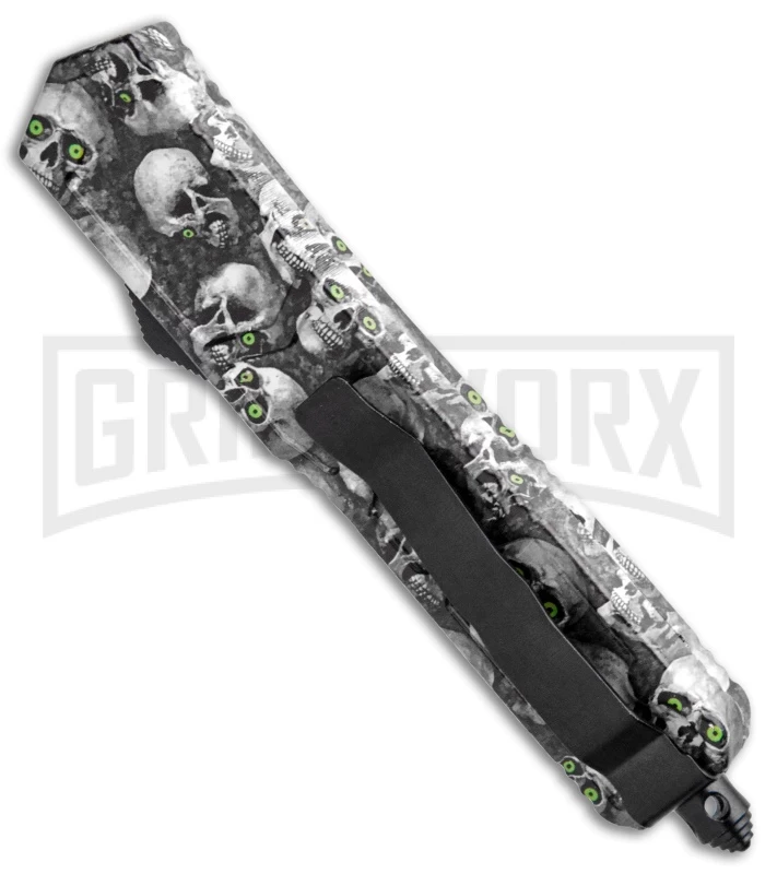 Atomic Slim Dagger White Skull OTF Automatic Knife - Two Tone Plain 3 Atomic Slim Dagger White Skull OTF Automatic Knife - Two Tone Plain - Image 3