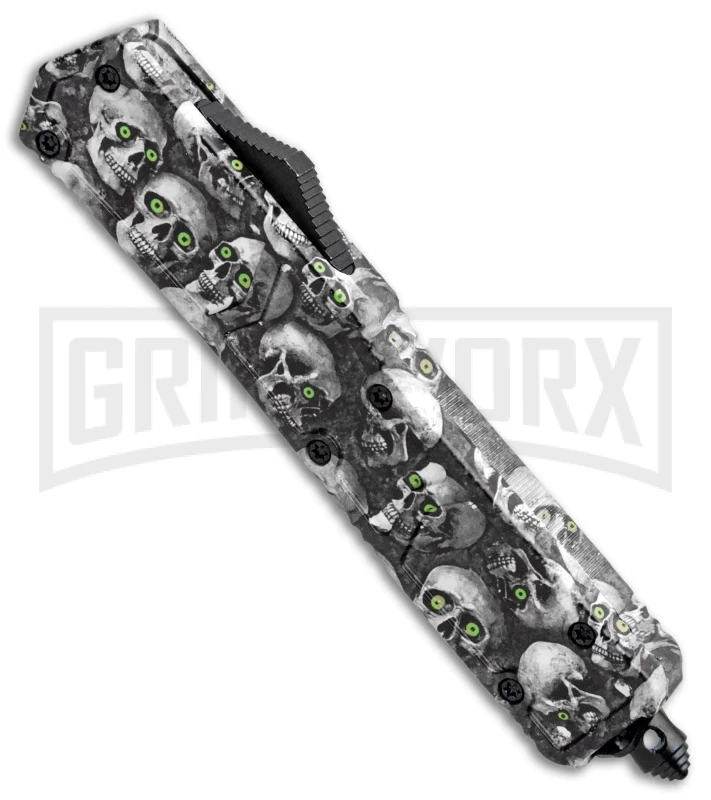Atomic Slim Dagger White Skull OTF Automatic Knife - Two Tone Plain 2 Atomic Slim Dagger White Skull OTF Automatic Knife - Two Tone Plain - Image 2