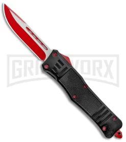 Atomic Defender Large OTF Automatic Knife Black - Red Two Tone Drop Point