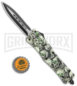 Atomic Defender Medium OTF Automatic Knife White/Green Skull - Two Tone Dagger -Knives Sale Online Shop Atomic Defender Dagger Skull OTF Auto TT GX 36264 jr bottlecap large