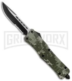 Atomic Defender Large OTF Automatic Green Digi Camo - Serr Two-Tone Drop Point