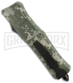 Atomic Defender Large OTF Automatic Green Digi Camo - Serr Two-Tone Drop Point -Knives Sale Online Shop Atomic Defender Large OTF Auto Green Digi Camo Serr TT DP GX 37228 jr side large