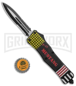 Atomic Defender Lg OTF Automatic Knife P-51 Mustang - Dlb Serr Two-Tone Dagger -Knives Sale Online Shop Atomic Defender Large OTF Auto P 51 Mustang TT Dagger Serr GX 37822 jr bottlecap large