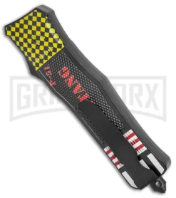 Atomic Defender Lg OTF Automatic Knife P-51 Mustang - Dlb Serr Two-Tone Dagger -Knives Sale Online Shop Atomic Defender Large OTF Auto P 51 Mustang TT Dagger Serr GX 37822 jr side large